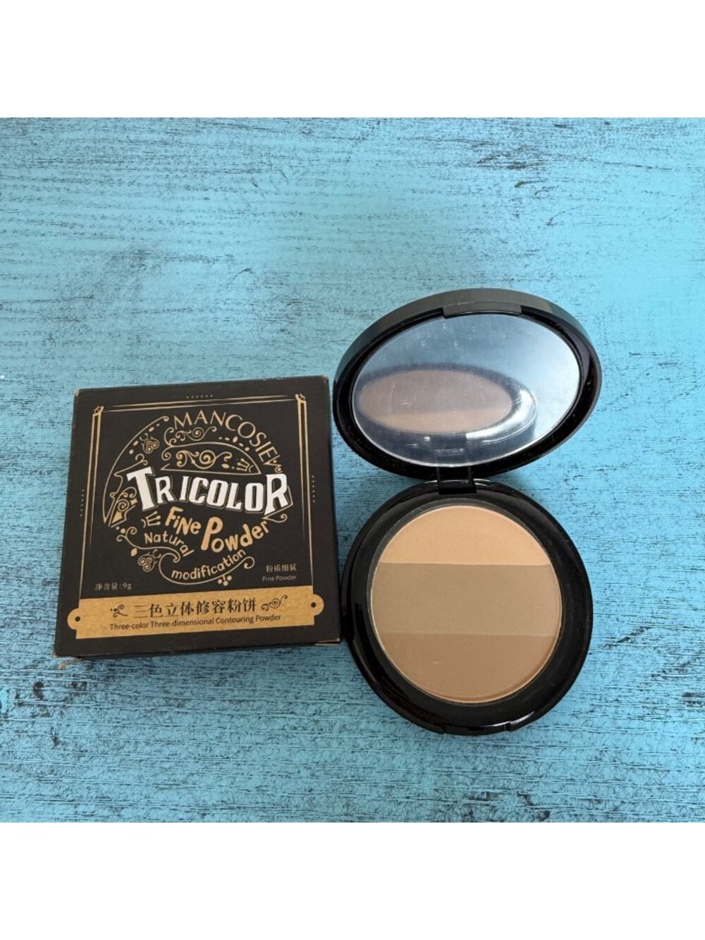 Mancosie Tricolor Fine Face Powder Setting Powder Foundation NIB